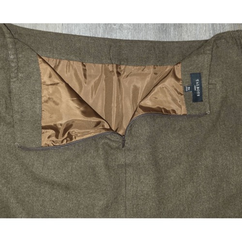 Talbots Woman Wool Blend Skirt Zip Pockets ALine Mini Size 18W‎ Khaki Brown - Picture 4 of 10